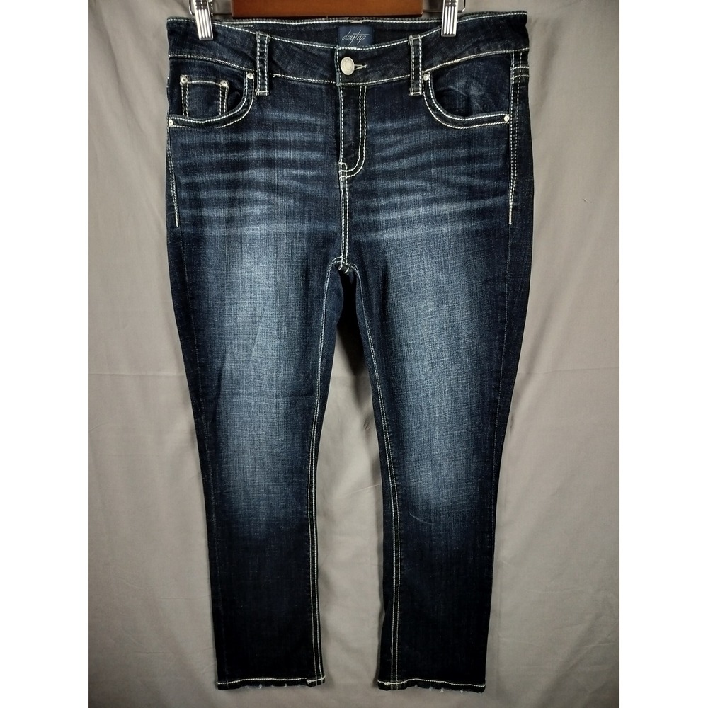 Daytrip Mila Jeans Women 29 Blue Dark Wash Thick Stitch Denim Y2K Aesthetic Boho